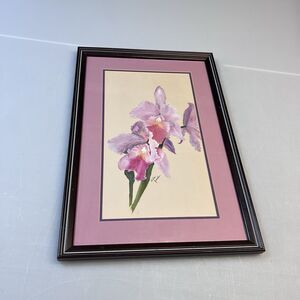 Framed Orchid Painting Artwork By Nina Jordan 23”x16”